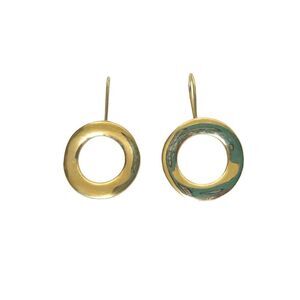 Vintage Hoop Dangle Earrings Gold Plated Circle Thick Round Wire Hook